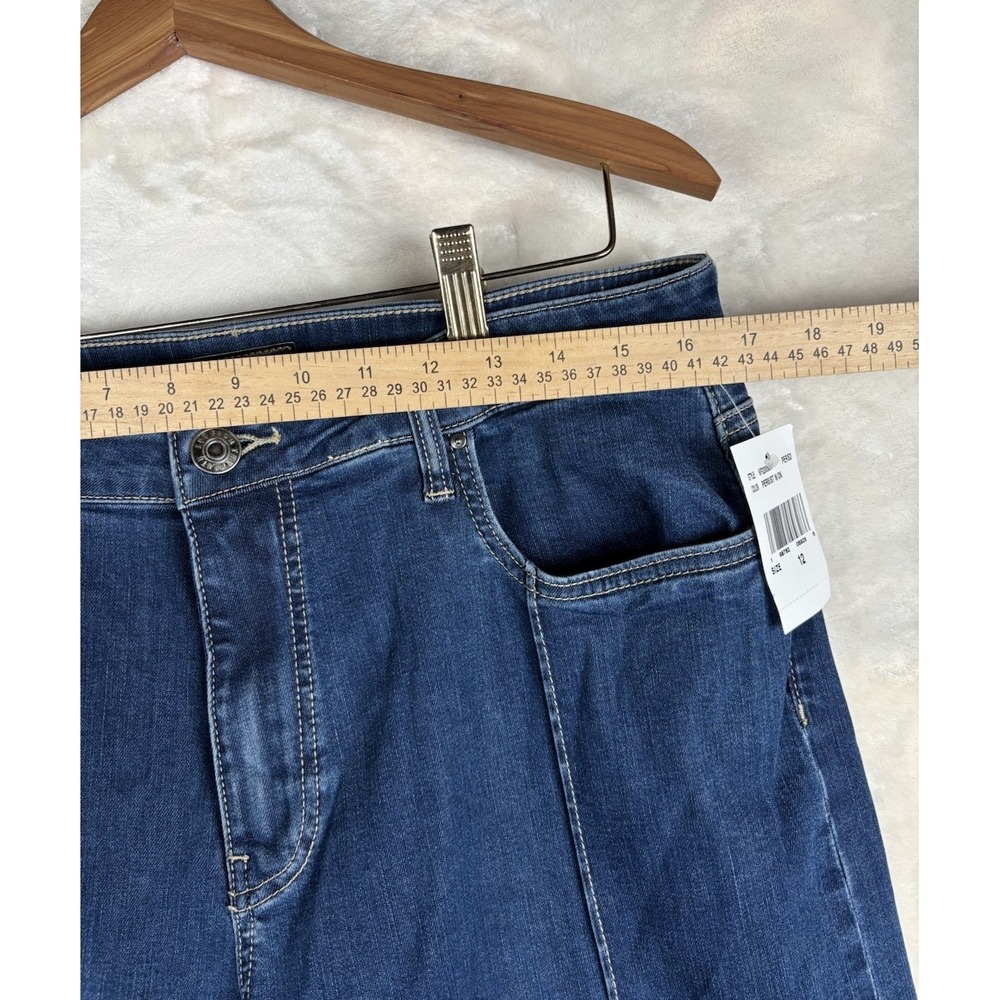 KUT Margo Womens 12 Cuffed Pintuck Wide Leg Jeans High Rise Patchwork 70's Style - Picture 6 of 16